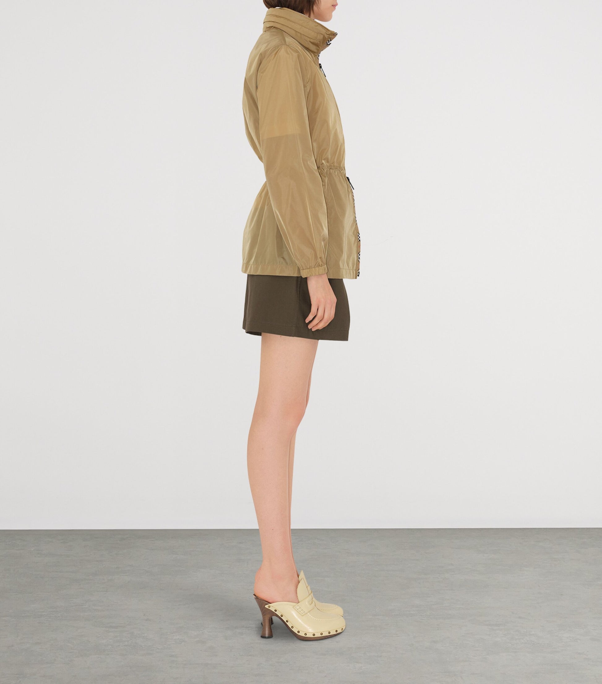 Burberry Beige Technical Adaptable Check-Trim Parka