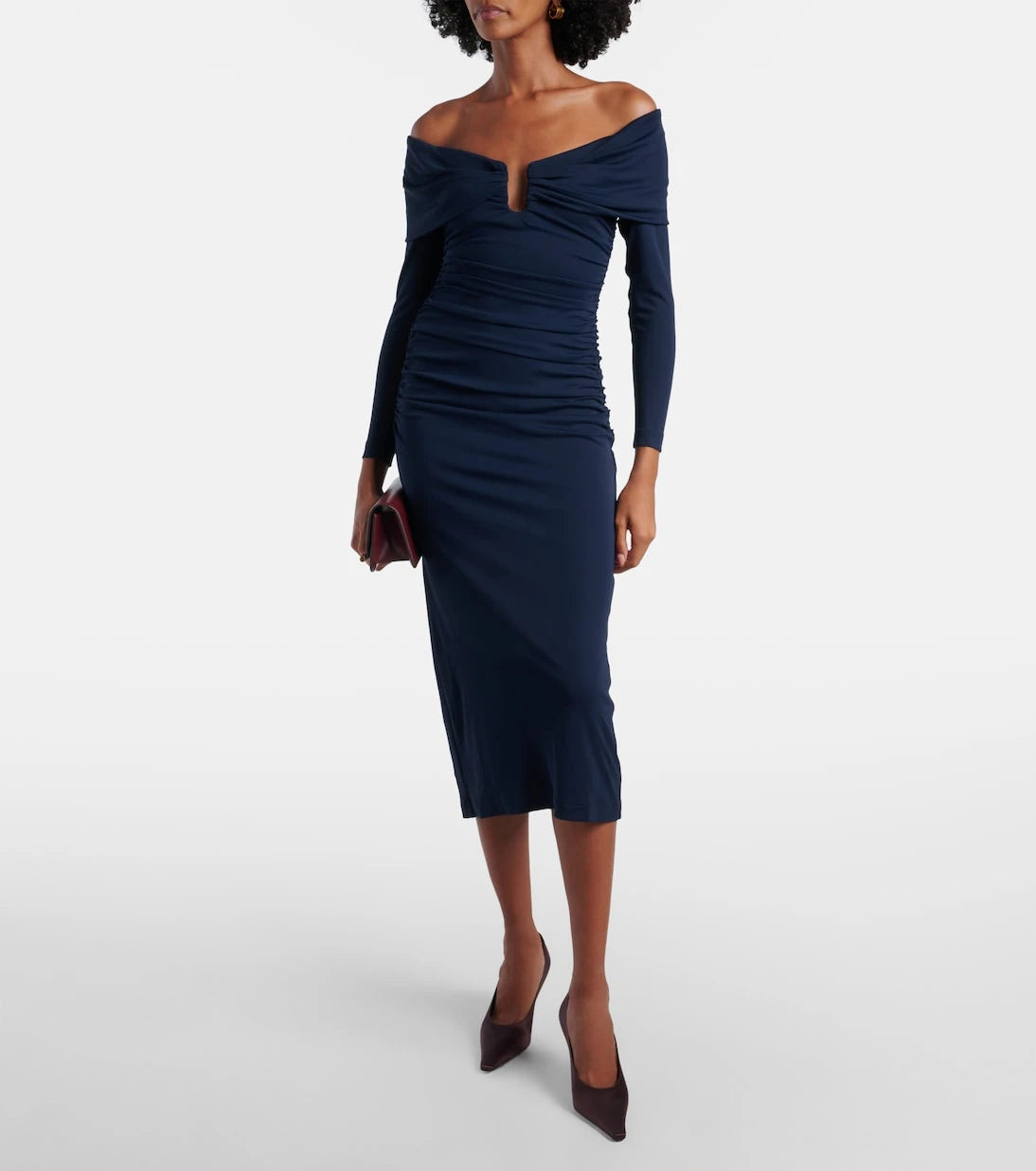 Carolina Herrera - Off-shoulder ruched midi dress