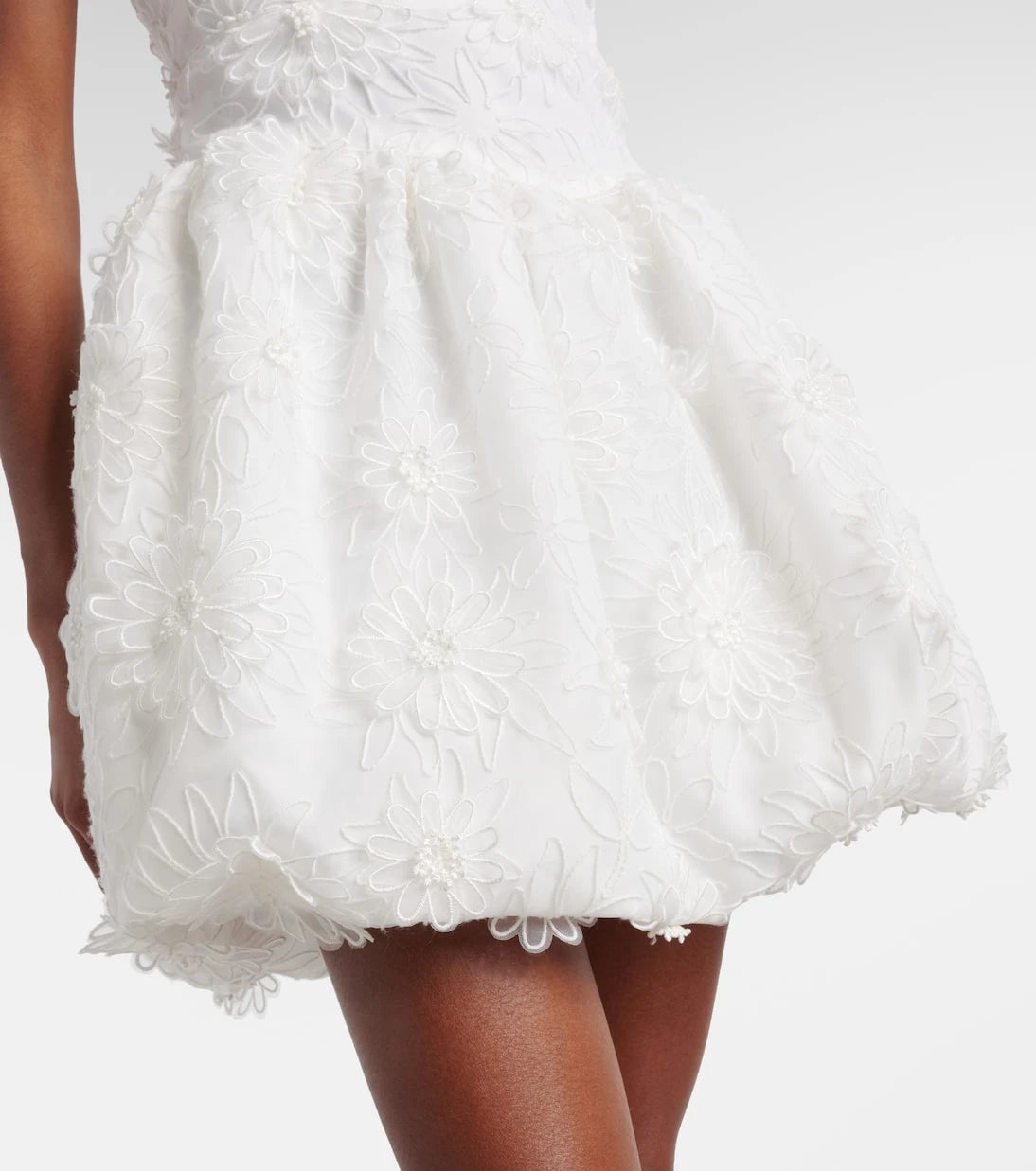 Self-Portrait - Floral-appliqué organza minidress
