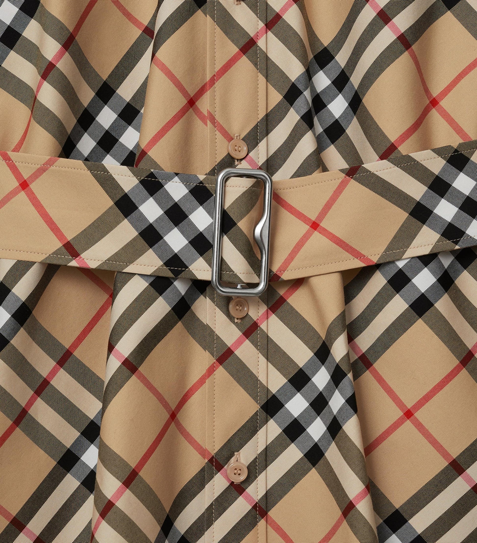 Burberry Beige Cotton Check Shirt Dress