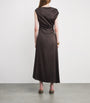 STAUD Brown Silk-Blend Phare Midi Dress