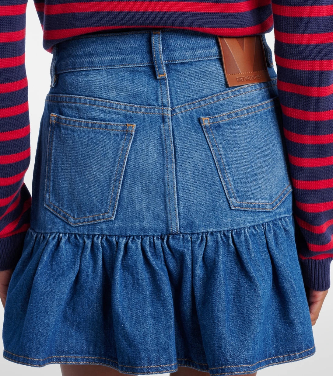 Valentino - Ruffled denim miniskirt