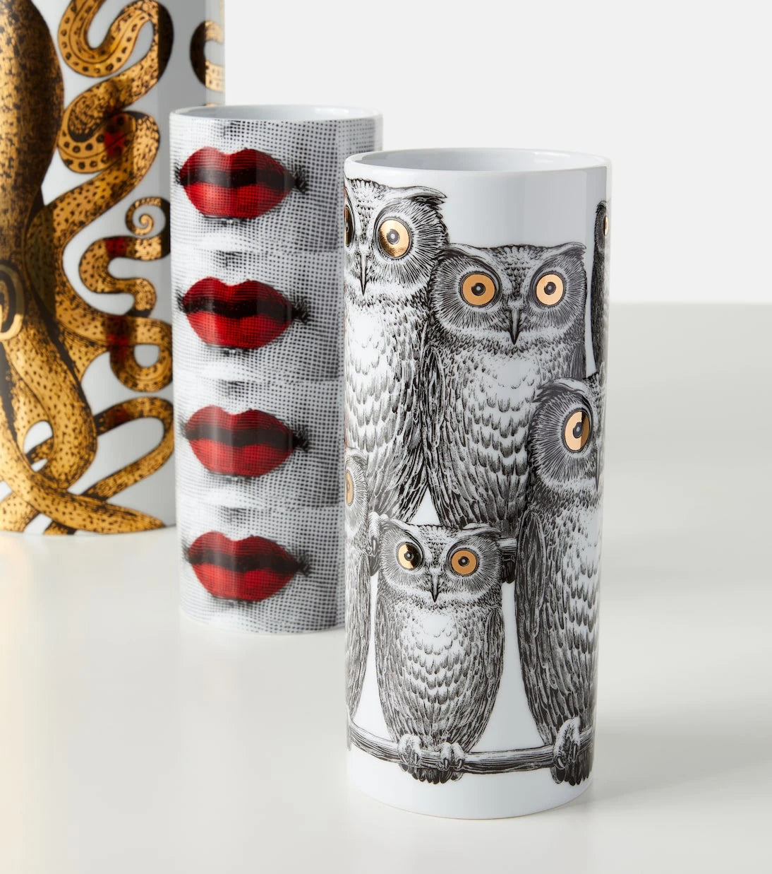 Fornasetti - Civette Small porcelain vase