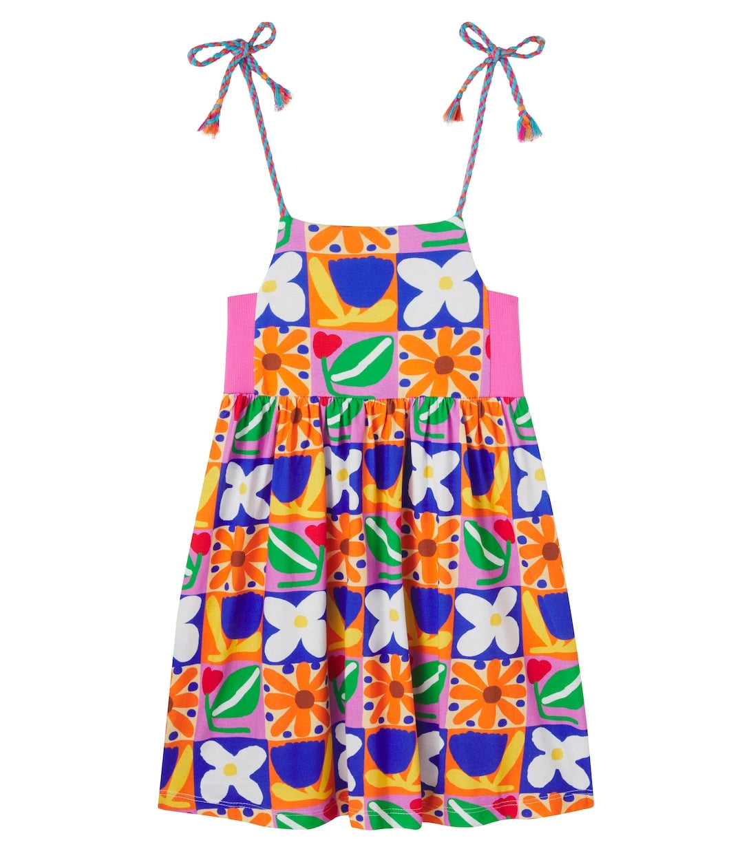 Fábula - Checked floral cotton dress