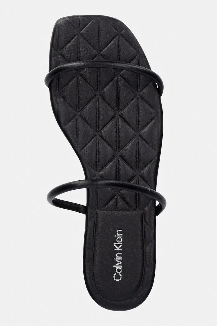 Calvin Klein чехли дамски от кожа SQUARE FLAT SNDL QUILT LTH