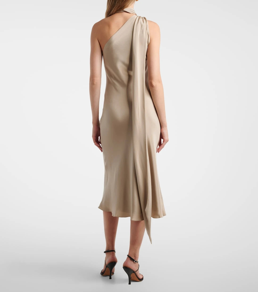 Max Mara - Elegante one-shoulder silk crêpe midi dress