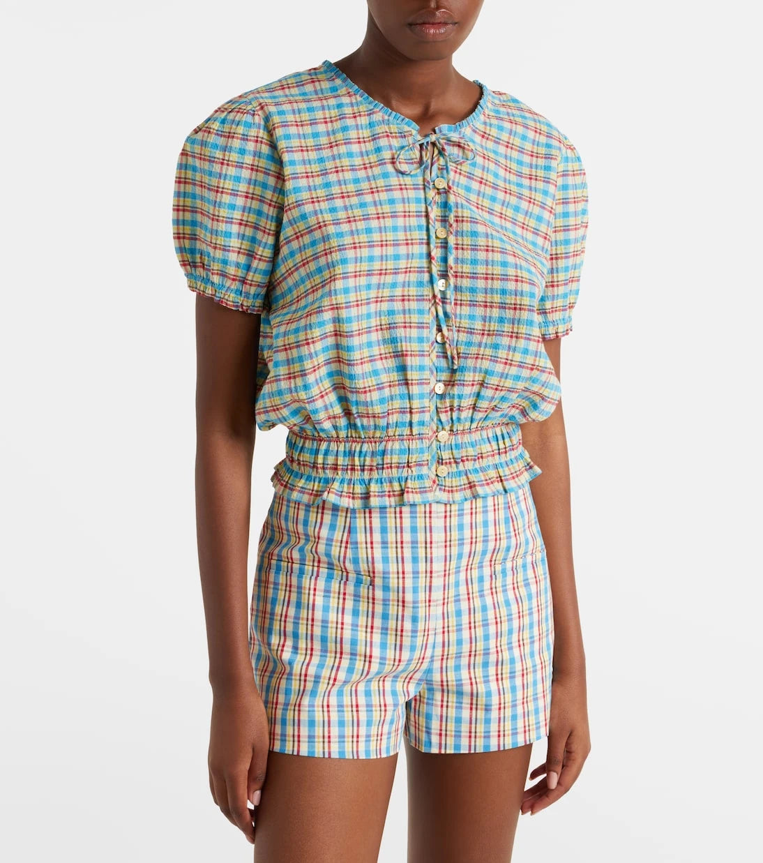 Faithfull - Santana checked cotton-blend top