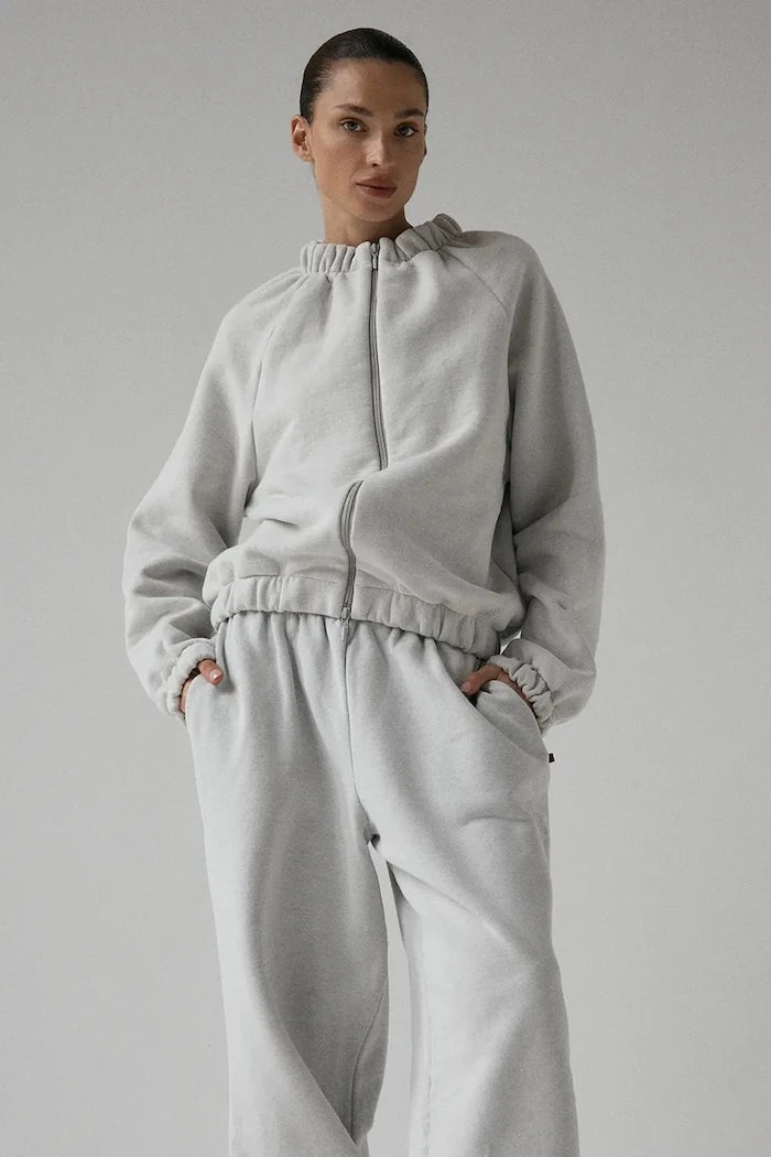 Muuv суичър с цип дамски с памук SMOOTH COTTON