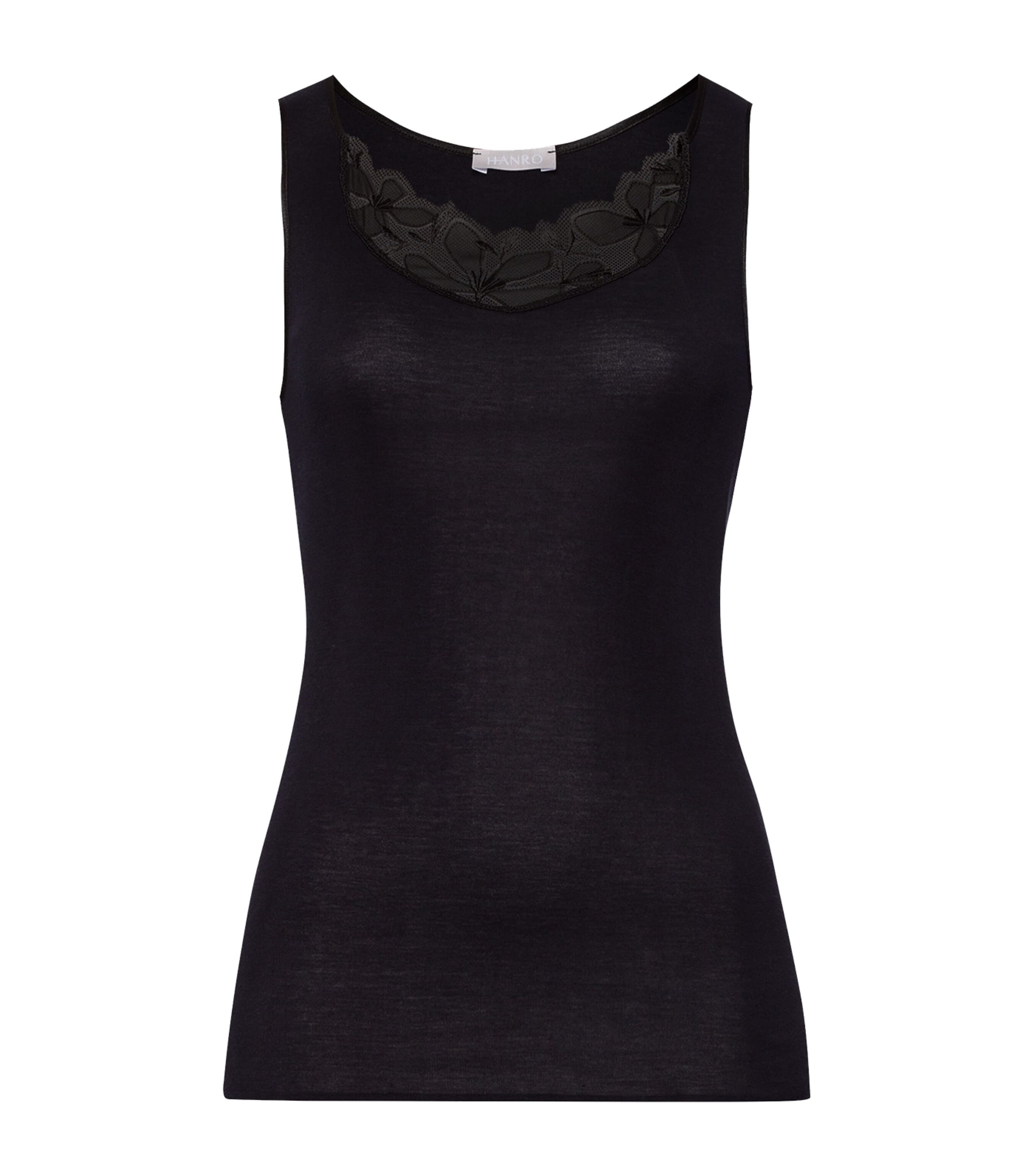 Hanro Black Mercerised Cotton Kalea Tank Top