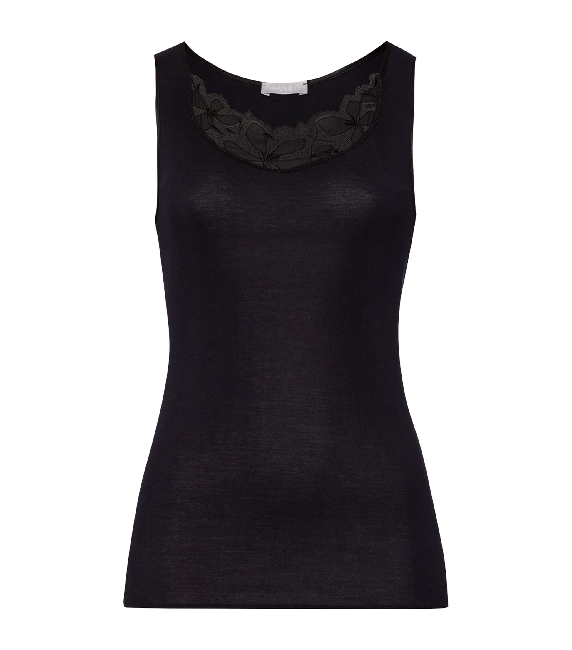 Hanro Black Mercerised Cotton Kalea Tank Top