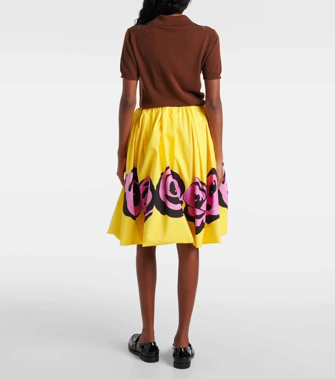 Miu Miu - Floral poplin and jersey midi skirt
