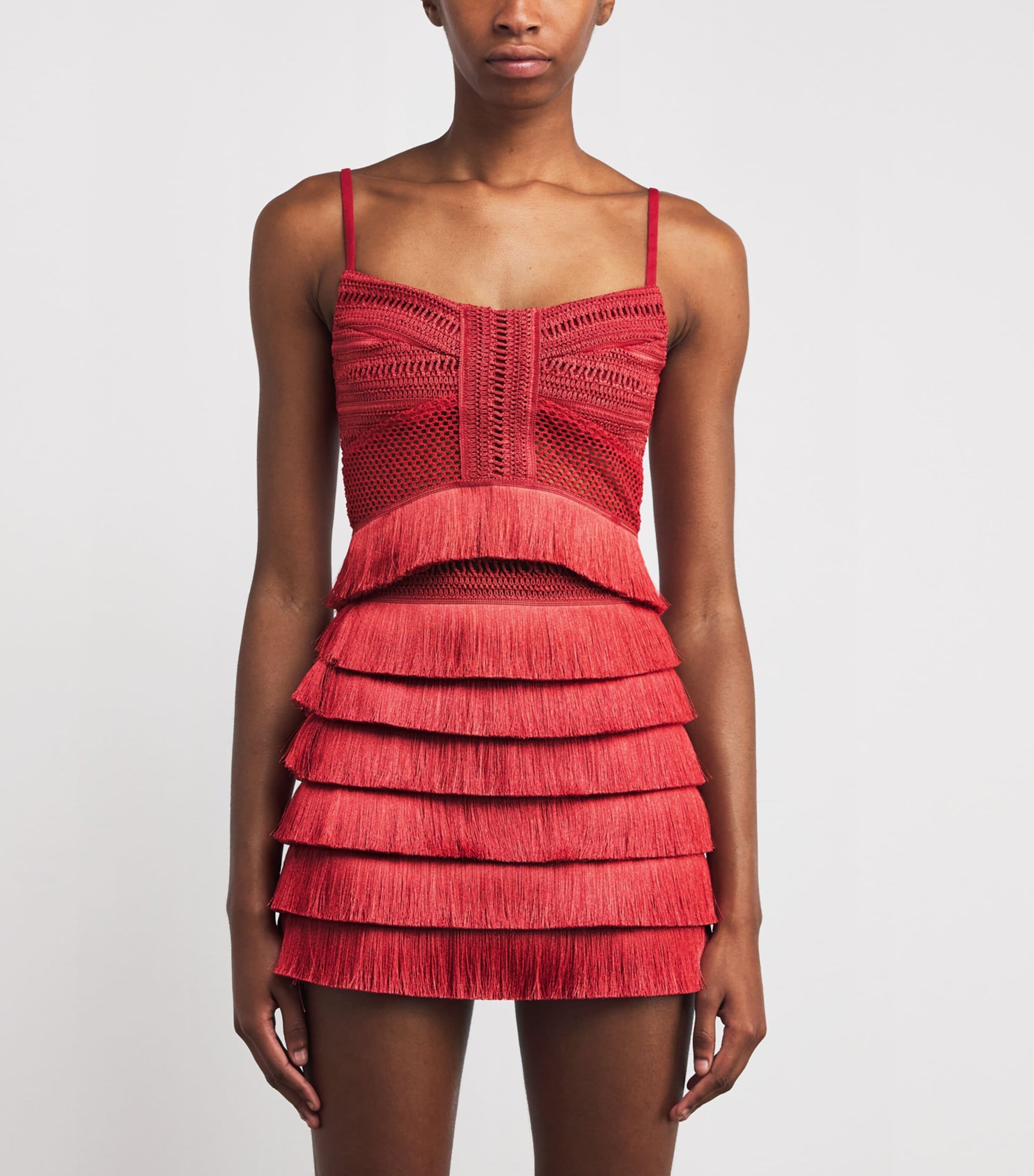 Red Fringed Radiant Crop Top