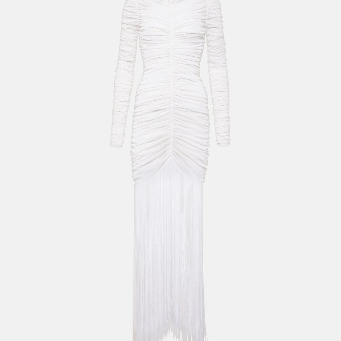 Khaite - Guisa fringed shirred silk-blend gown