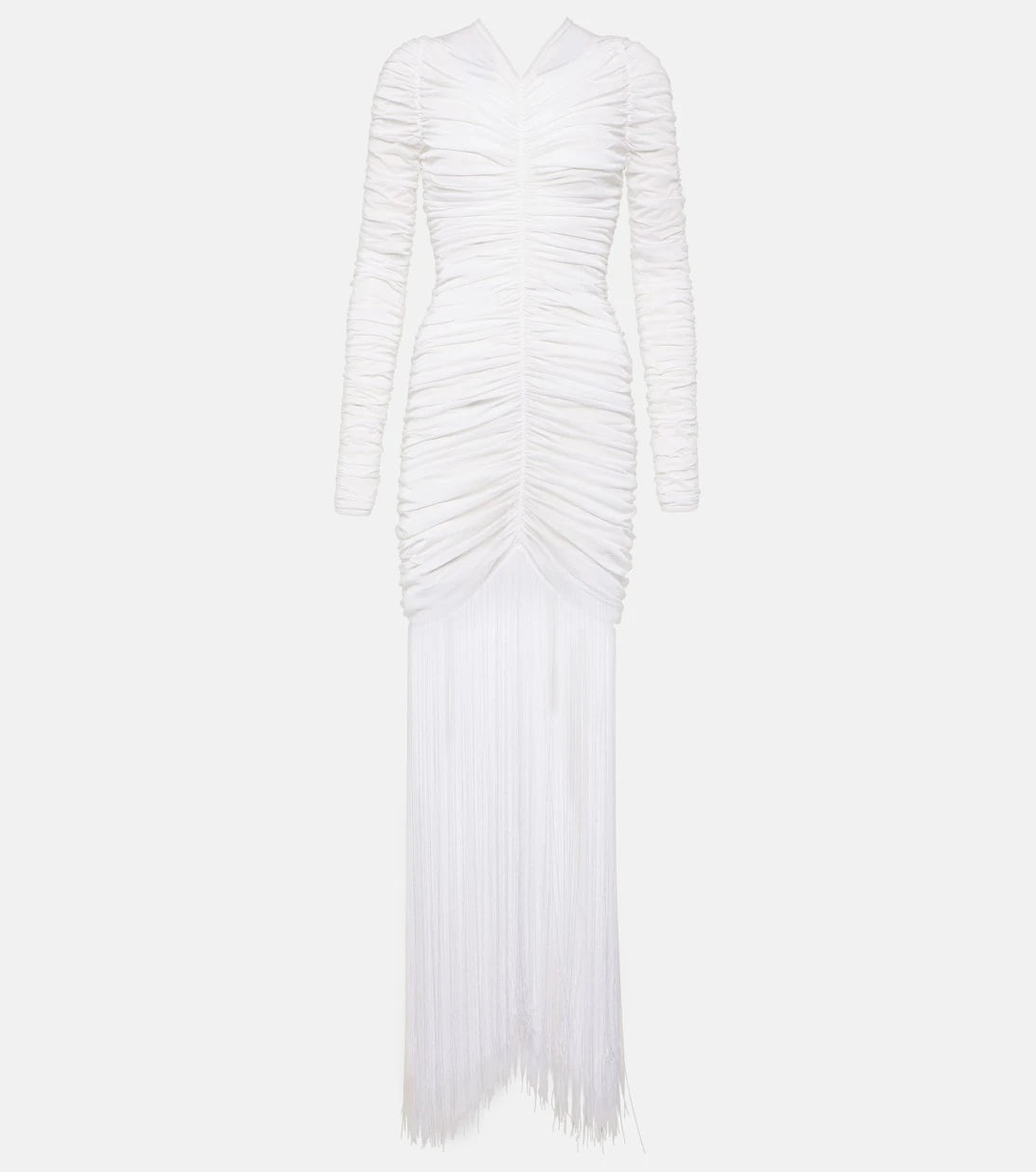 Khaite - Guisa fringed shirred silk-blend gown