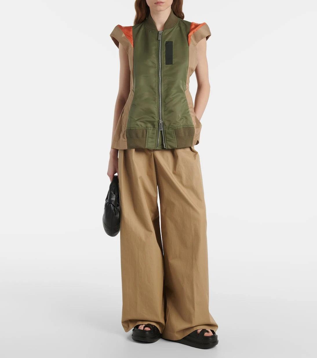 Sacai - Paneled twill and gabardine vest
