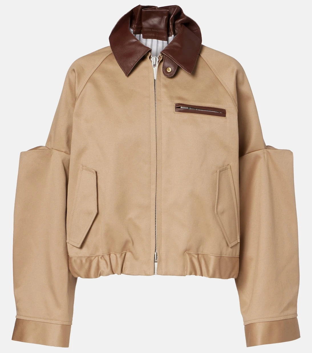 Sacai - Leather-trimmed cotton blouson jacket