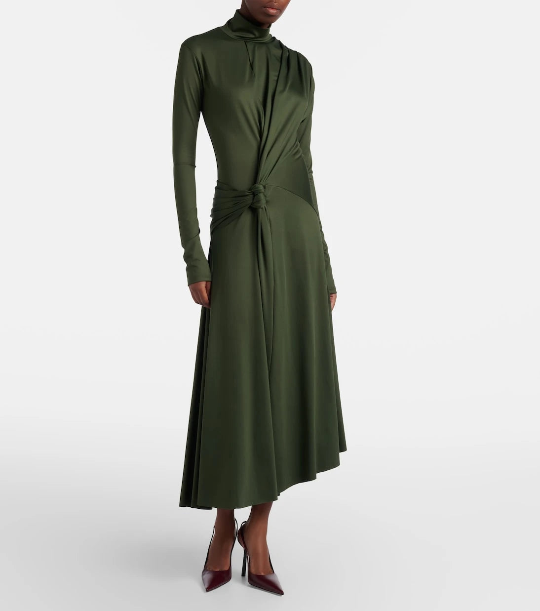 Victoria Beckham - Gathered turtleneck midi dress