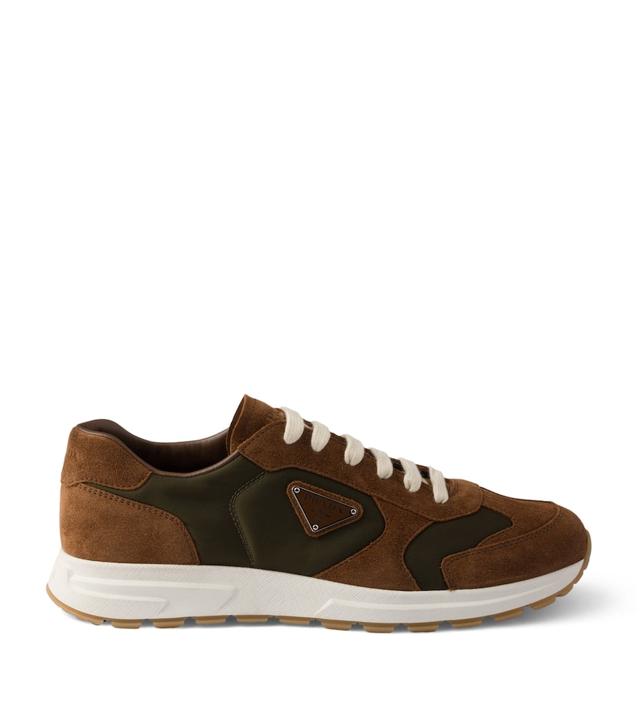 Re-Nylon and Suede Prax 2.0 Sneakers