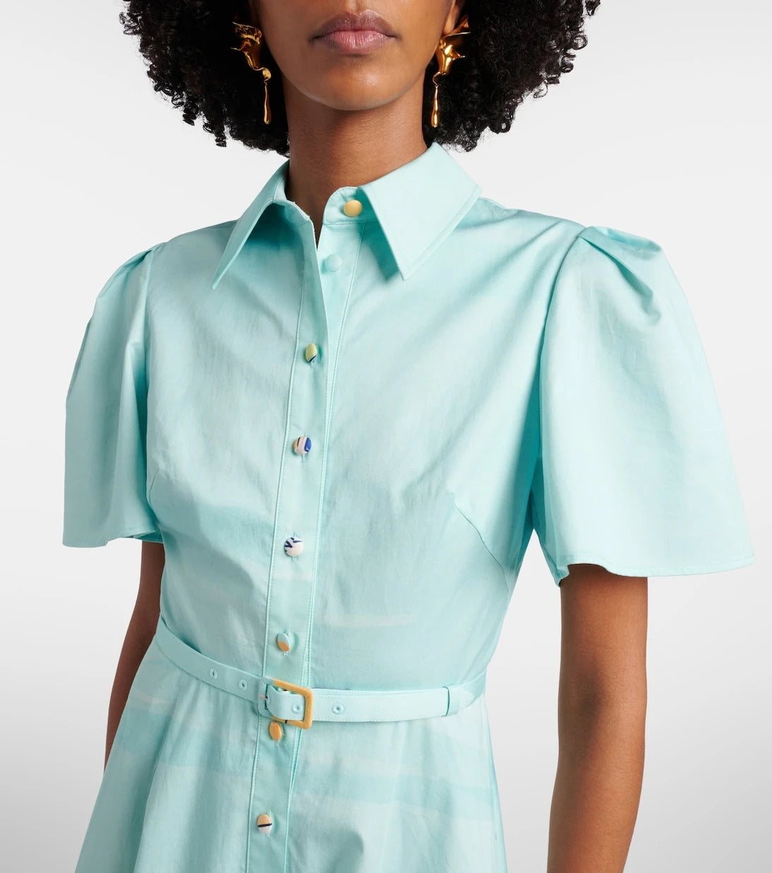 Leo Lin - Printed belted cotton shirt dress