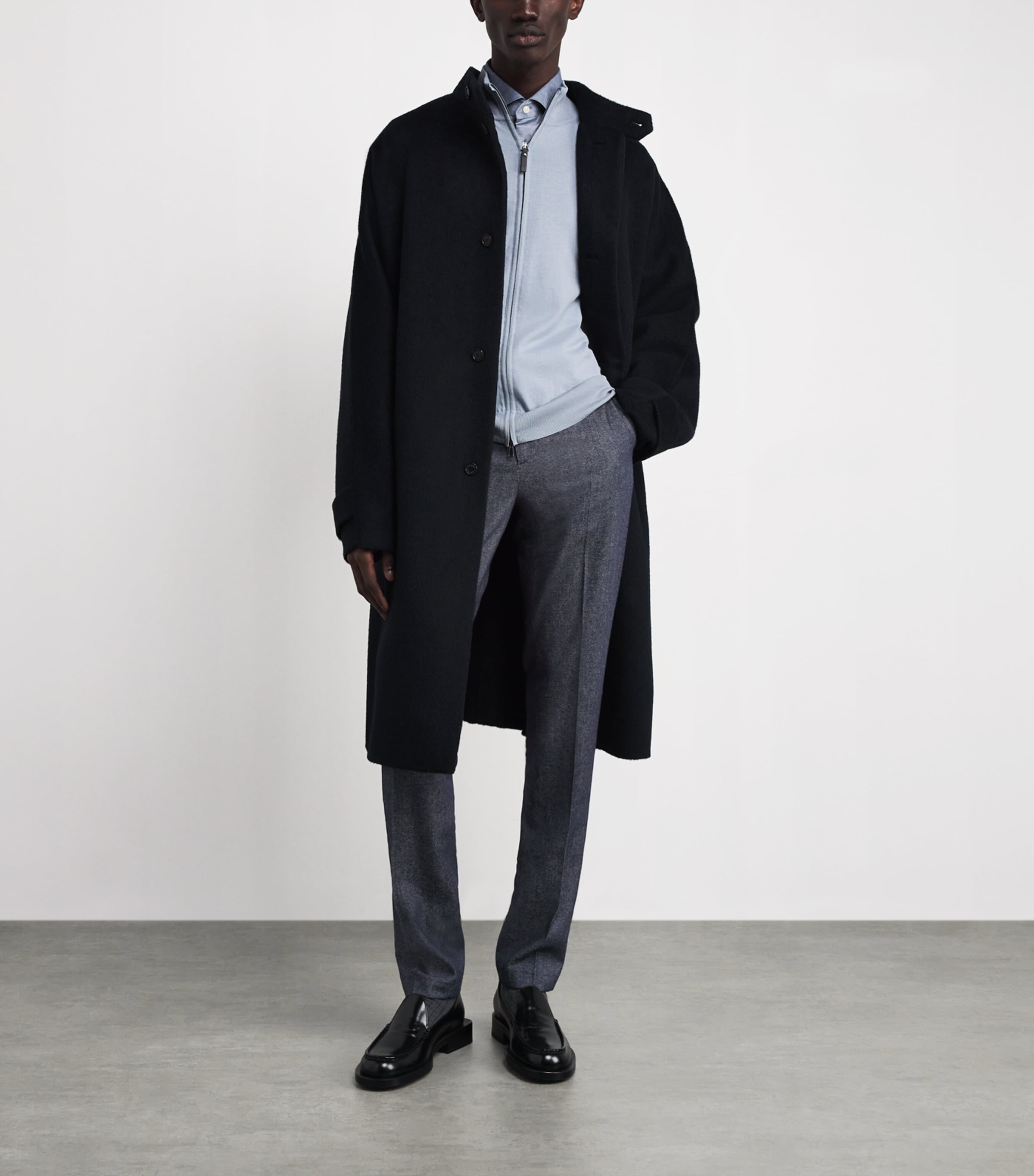 Cotton-Blend Flat Front Trousers