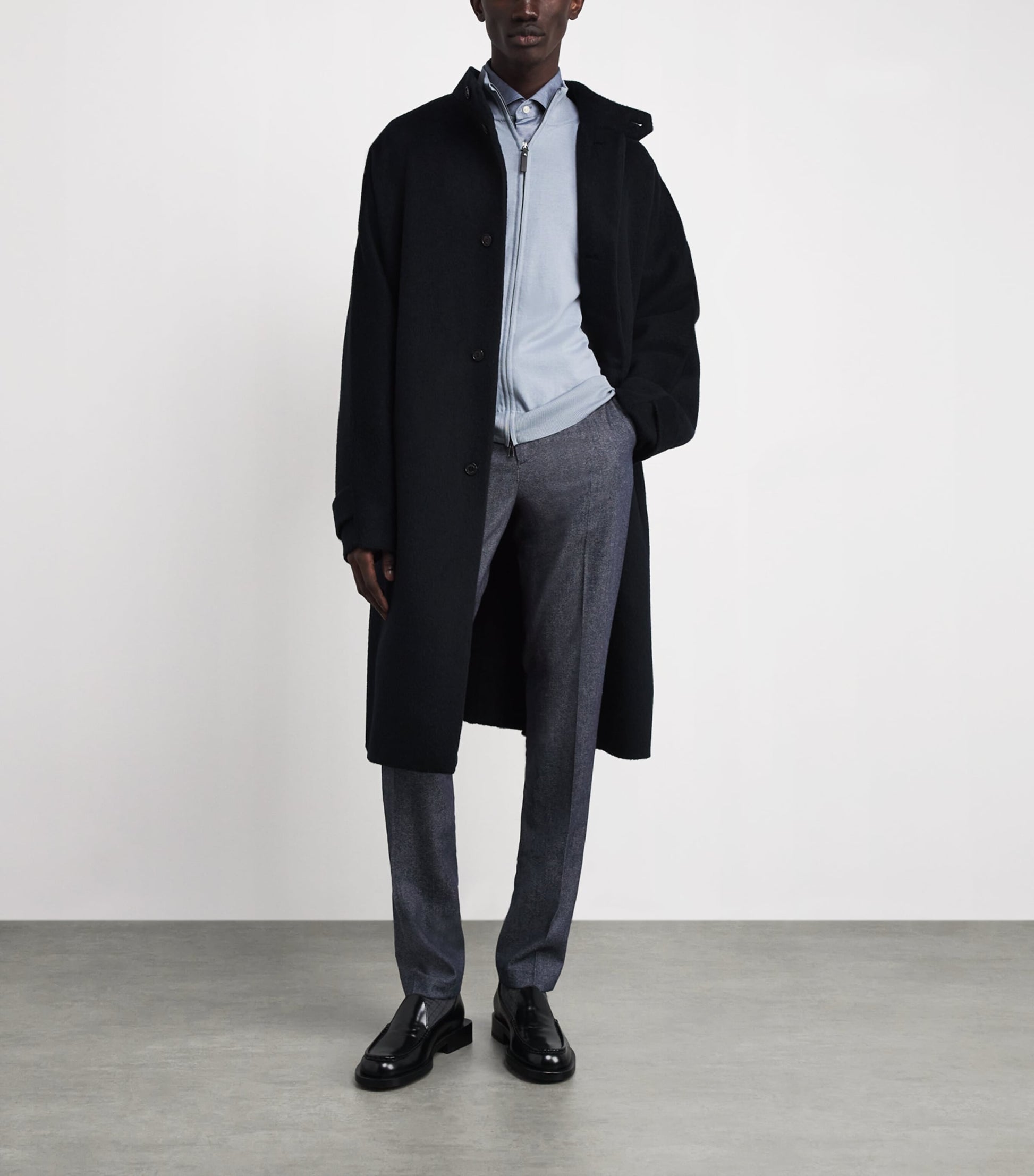 Cotton-Blend Flat Front Trousers