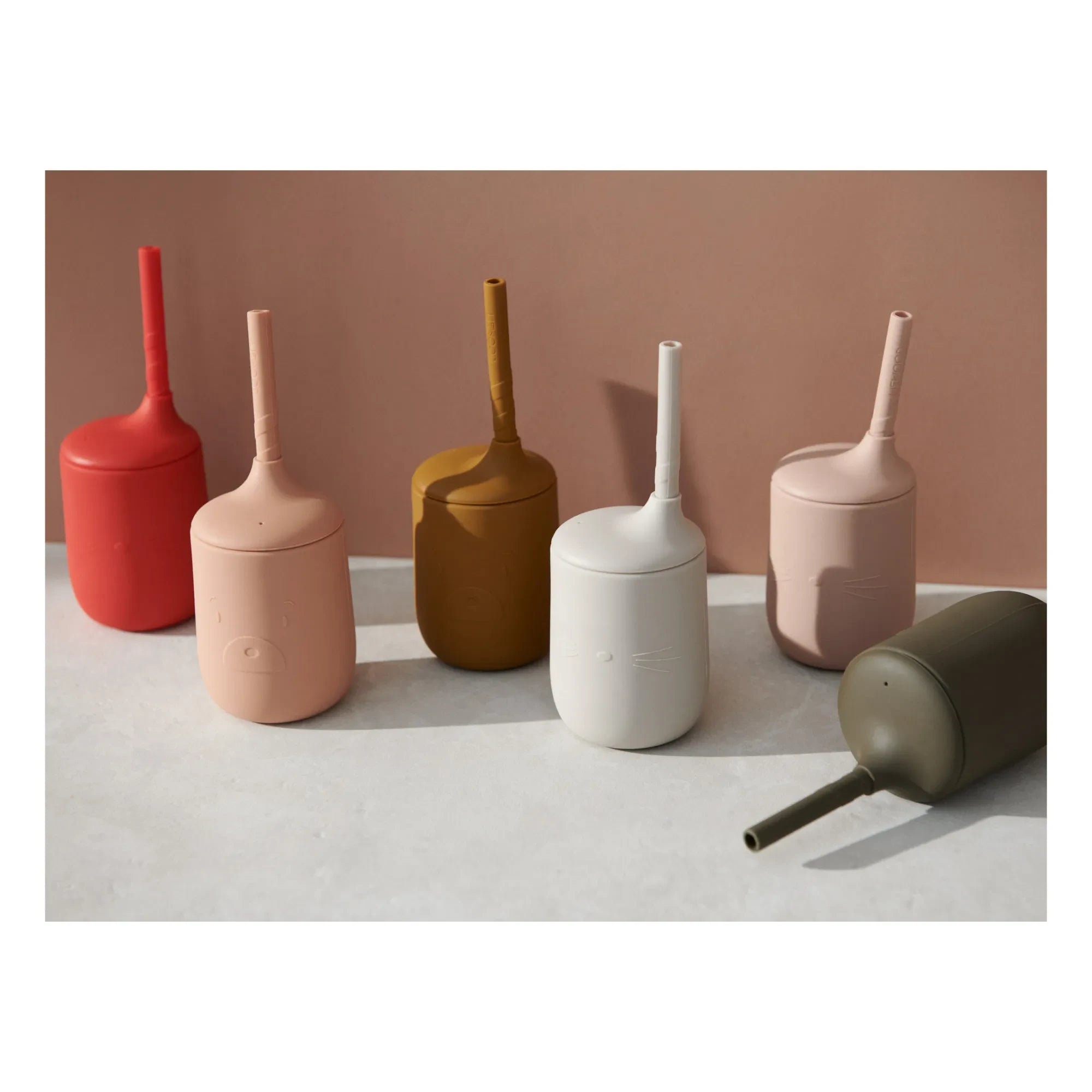 Liewood - Ellis Silicone Cup with Straw - Set of 2 | Red