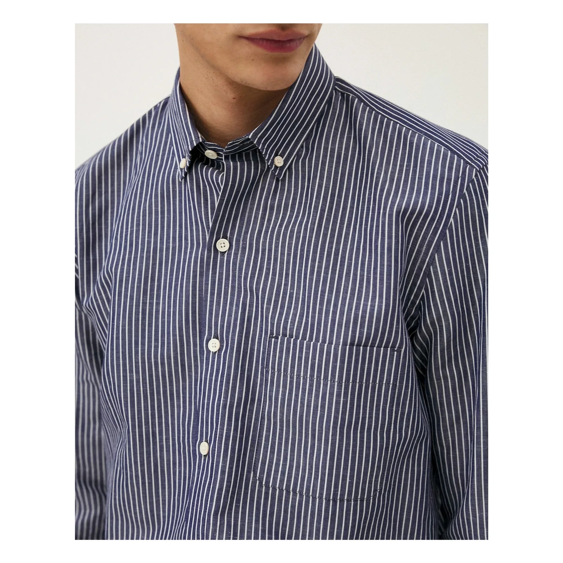 Noyoco - Curtis shirt Fine stripes Recycled cotton | Blue