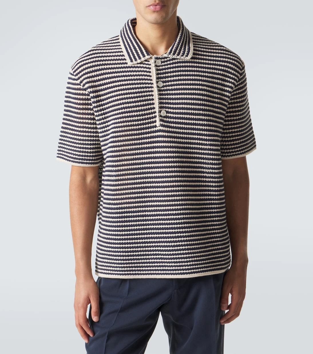 Orlebar Brown - Lowry striped crochet cotton polo sweater