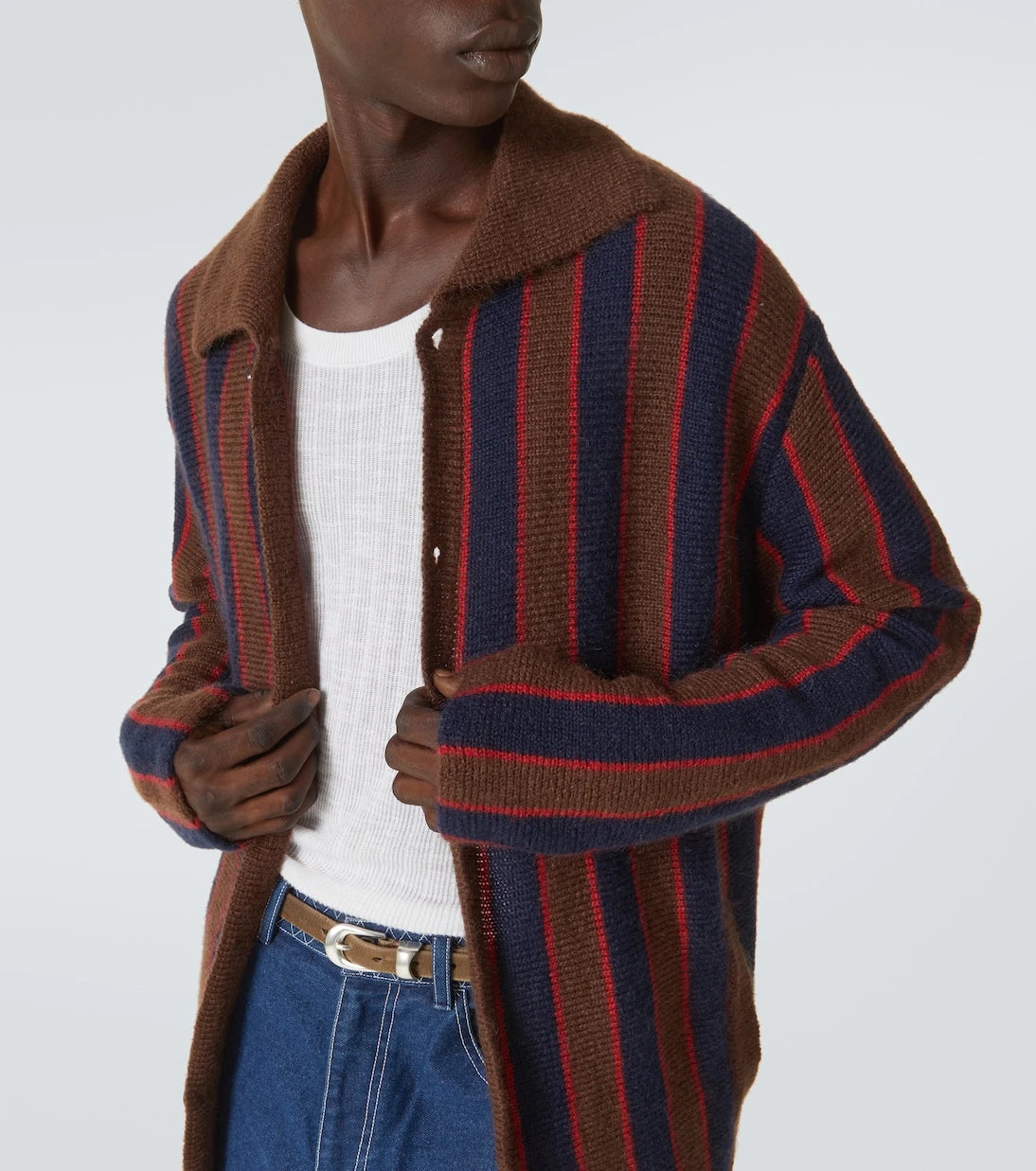 Bode - Striped mohair-blend cardigan