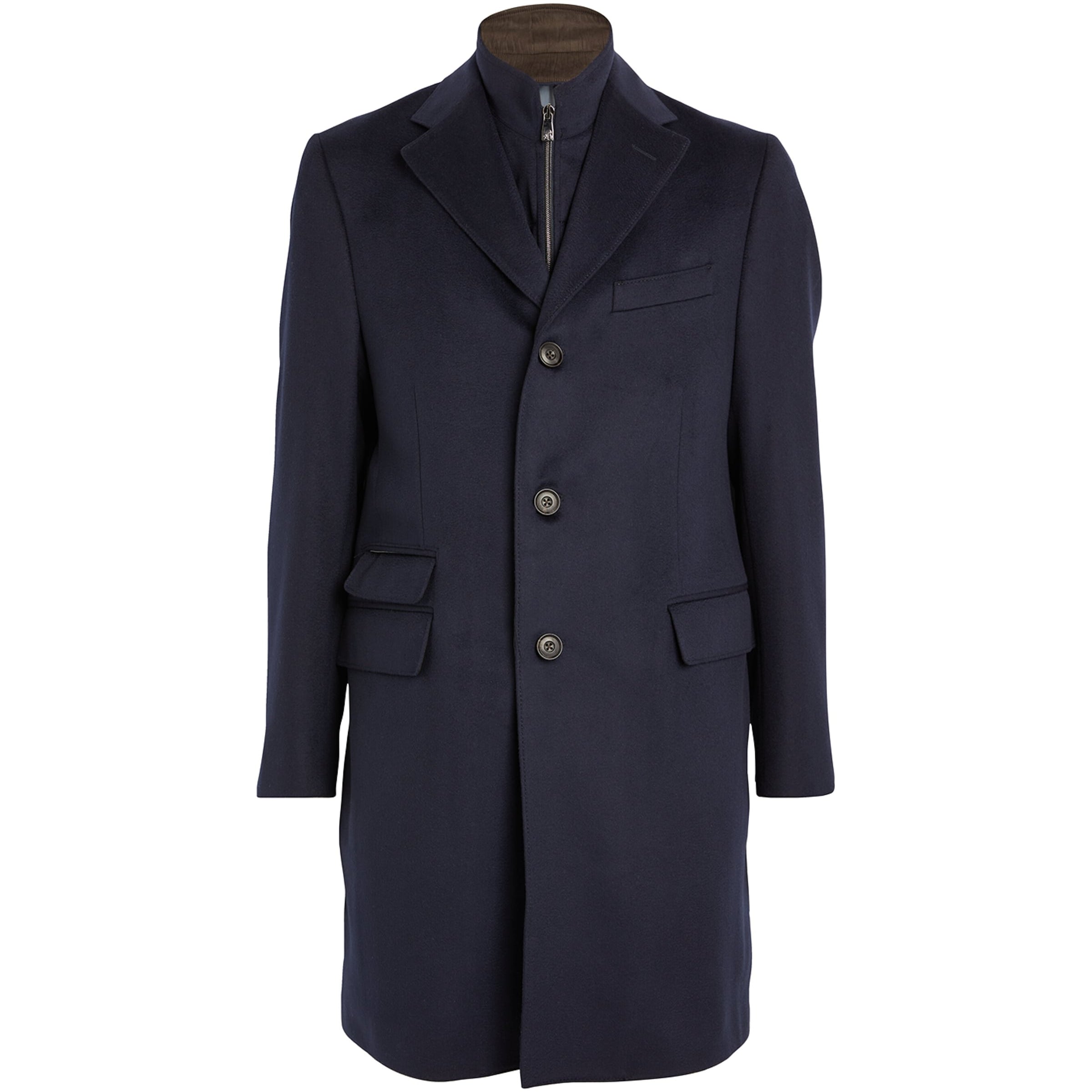 Navy Virgin Wool Overcoat