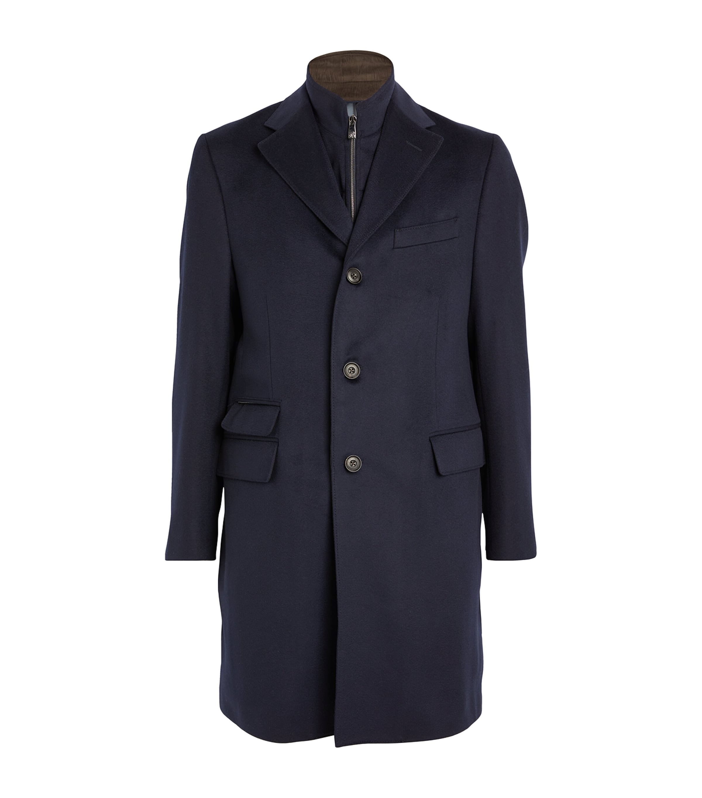 Navy Virgin Wool Overcoat