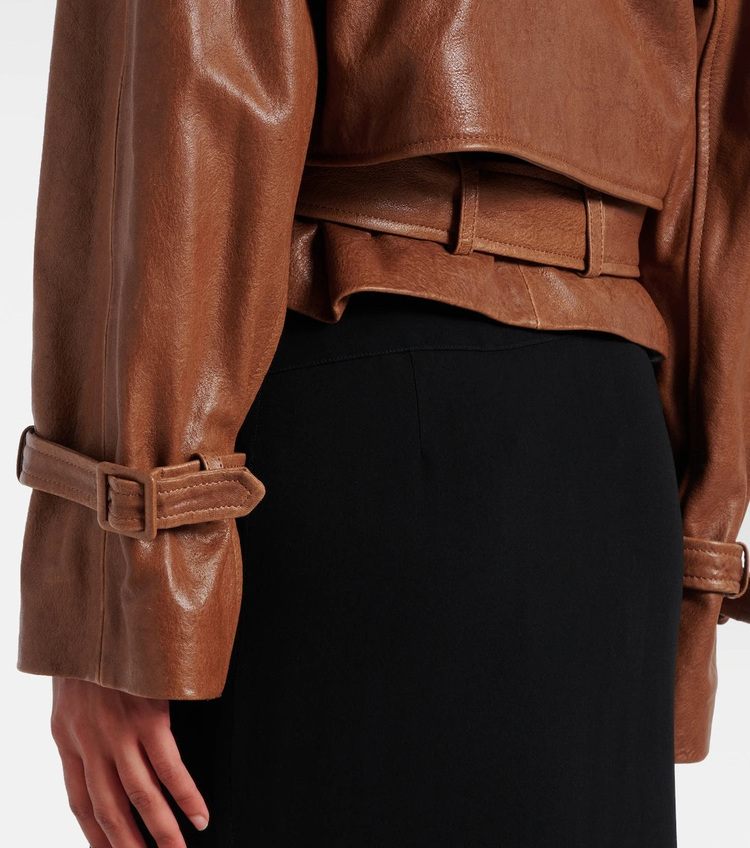 Nour Hammour - Hatti cropped leather biker jacket