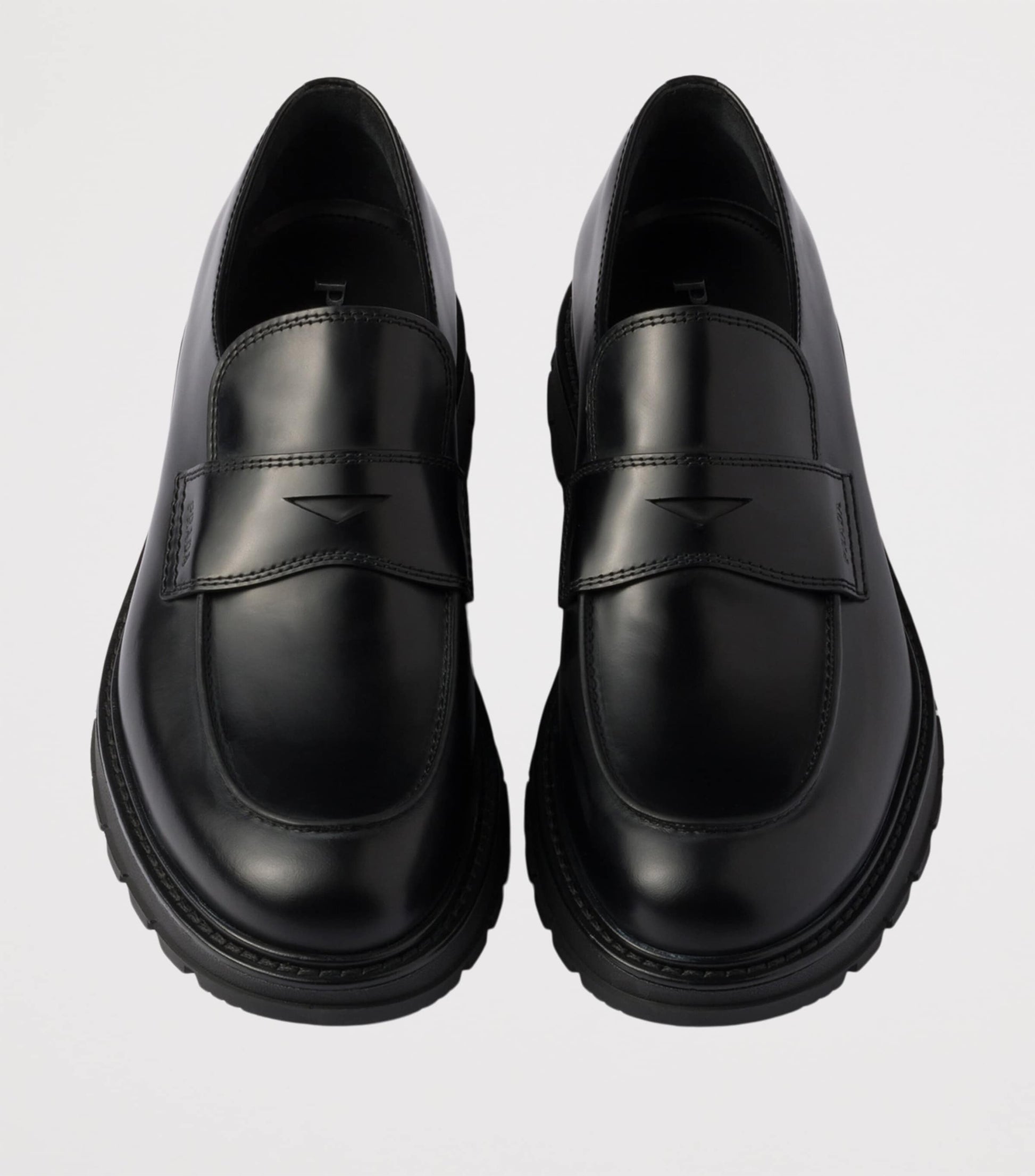 Brushed Leather Flatform Loafers