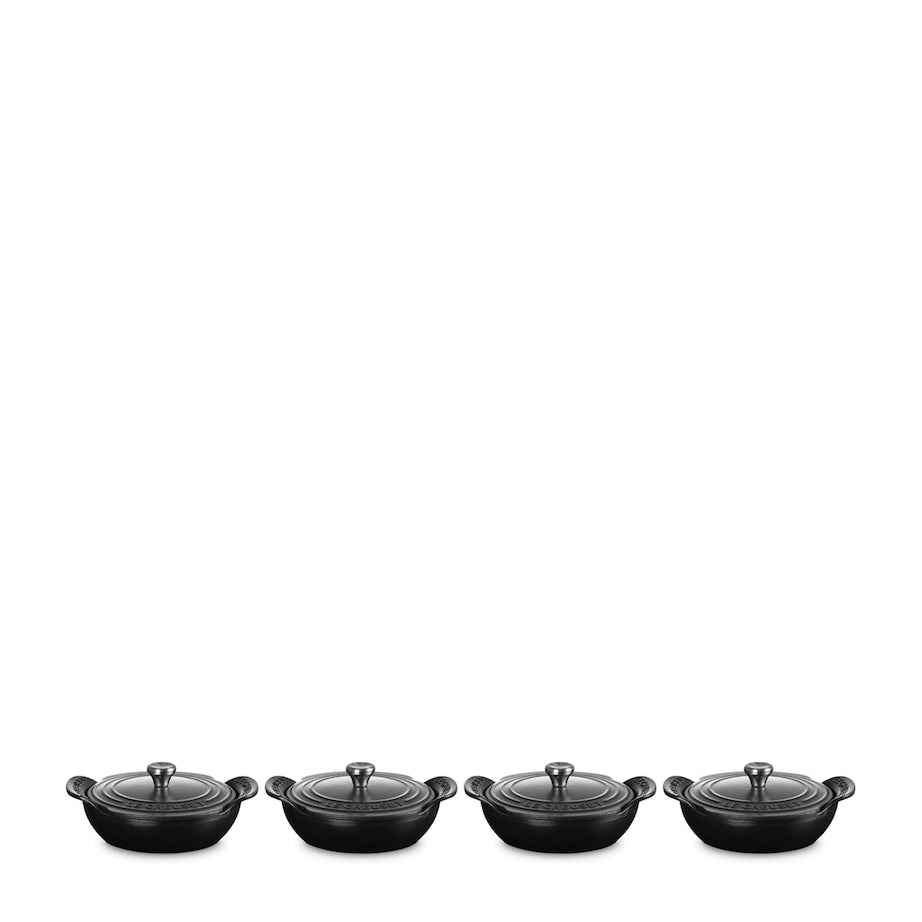 Set of 4 Cast Iron Gourmand Mini Braisers with Lids (13cm)