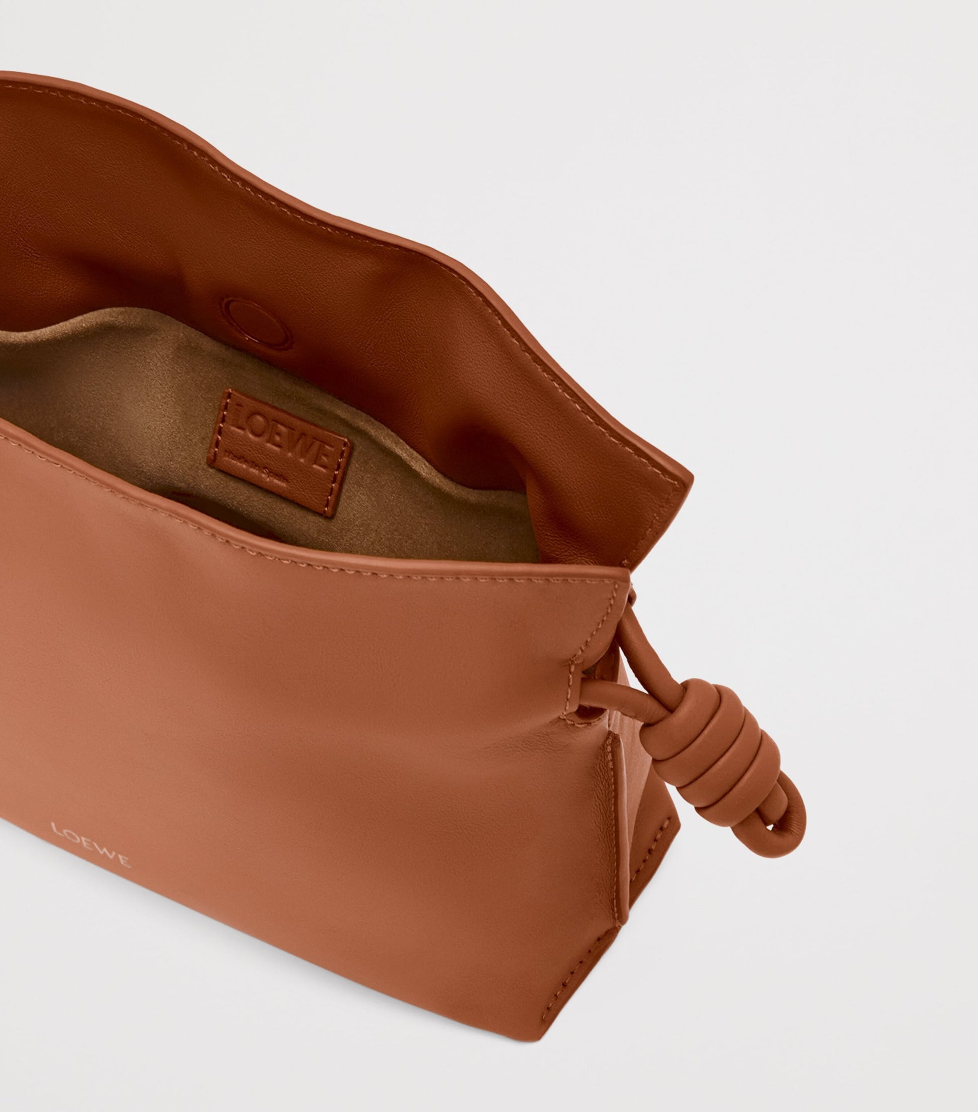 Mini Leather Flamenco Clutch Shoulder Bag SQUIRREL