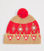 Wool Cross-Stitch Pom-Pom Beanie