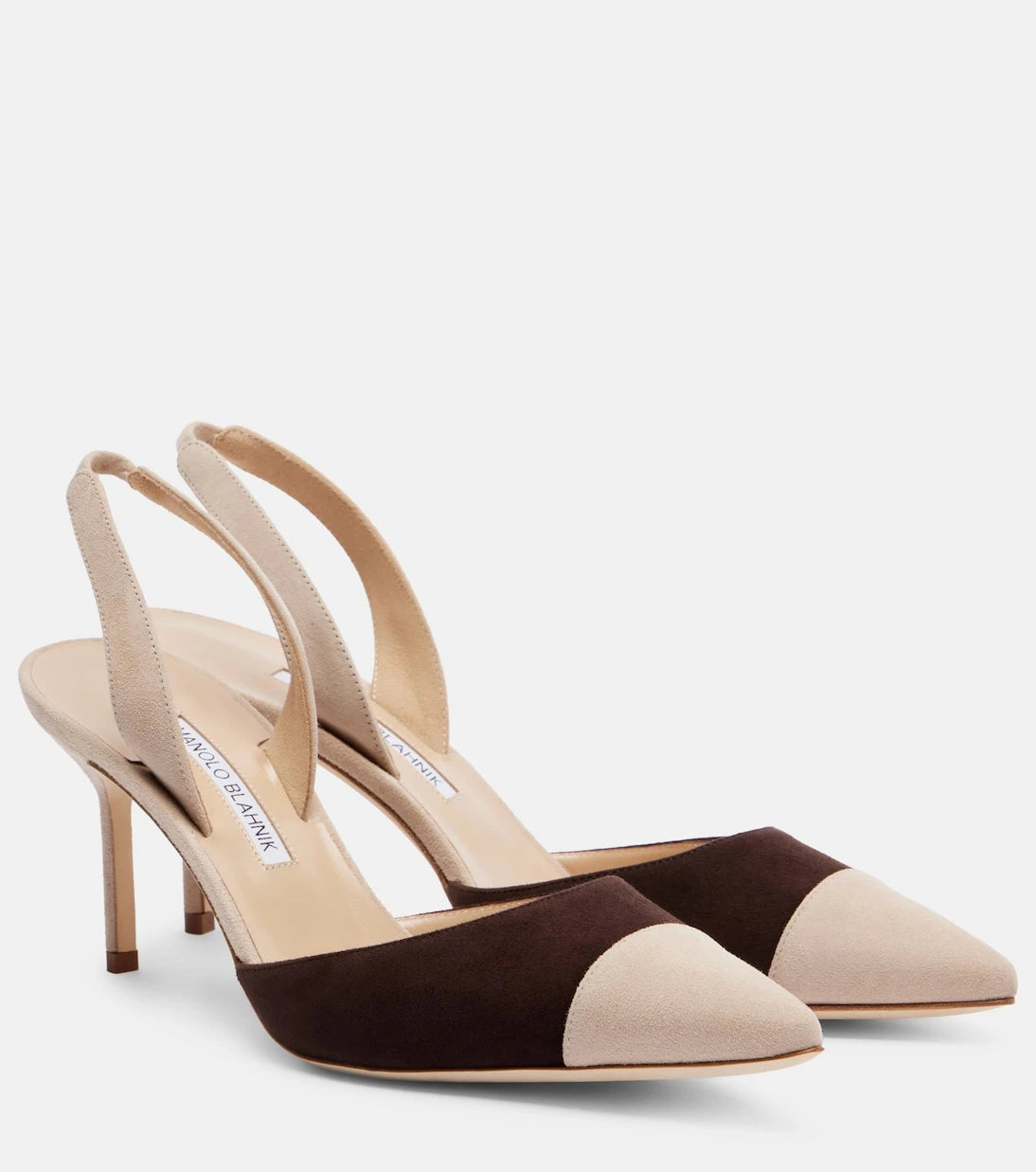 Manolo Blahnik - Capsli 70 süet arkası açık topuklu ayakkabı