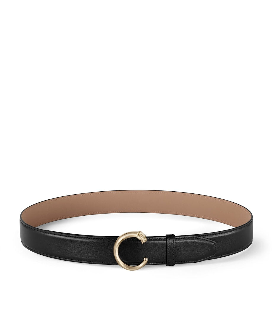Black Leather Panthère de Cartier Belt (85cm)