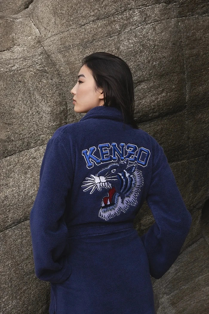Памучен халат Kenzo KVTIGER Marine L
