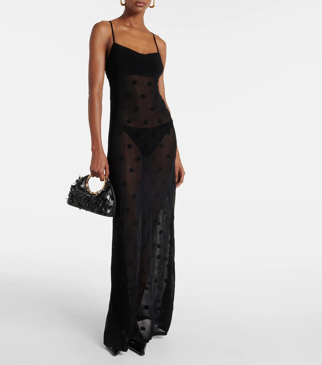 Jacquemus - La Robe Maille Puntini polka-dot mesh gown