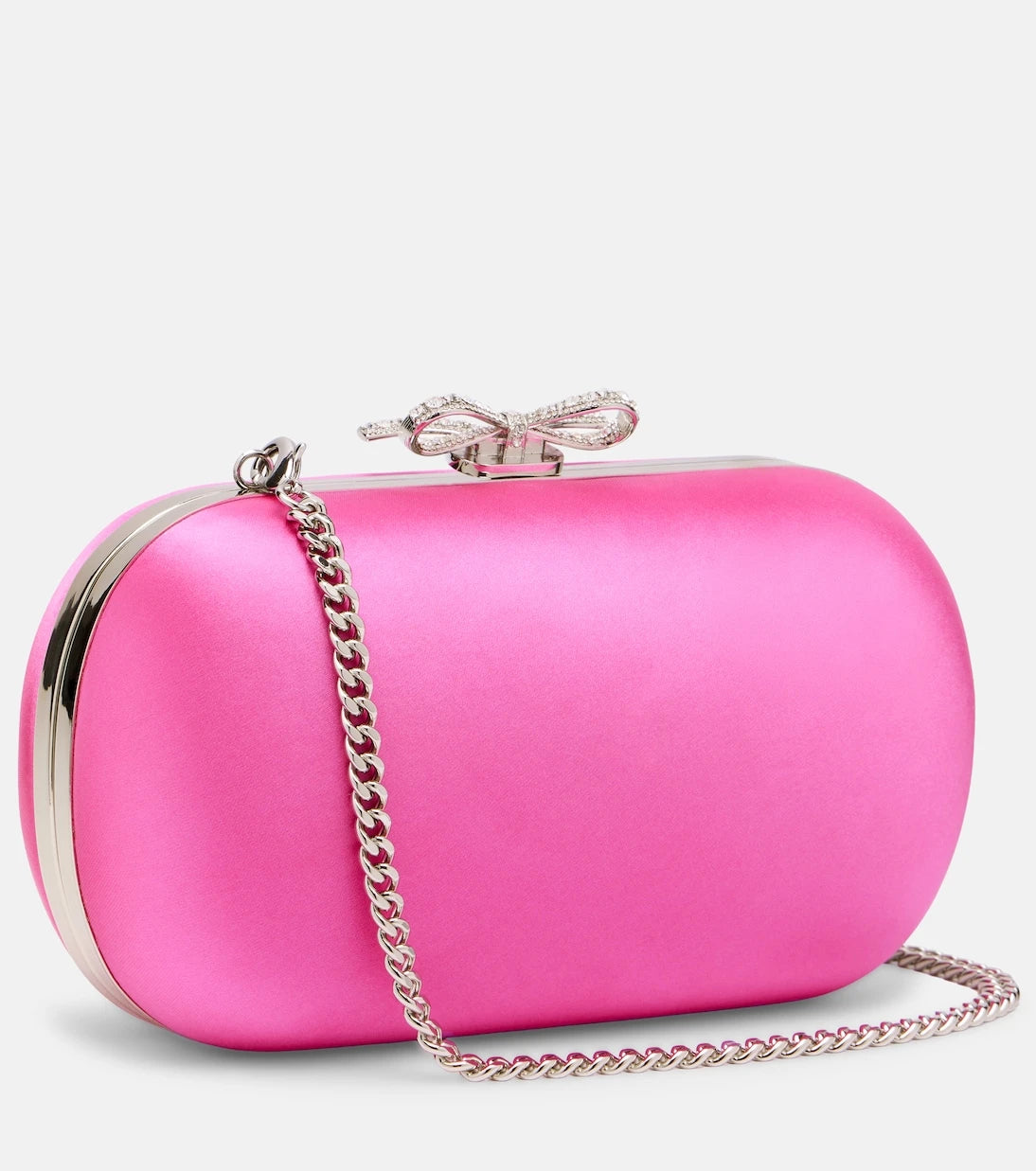 Self-Portrait - Bow embellished satin clutch
