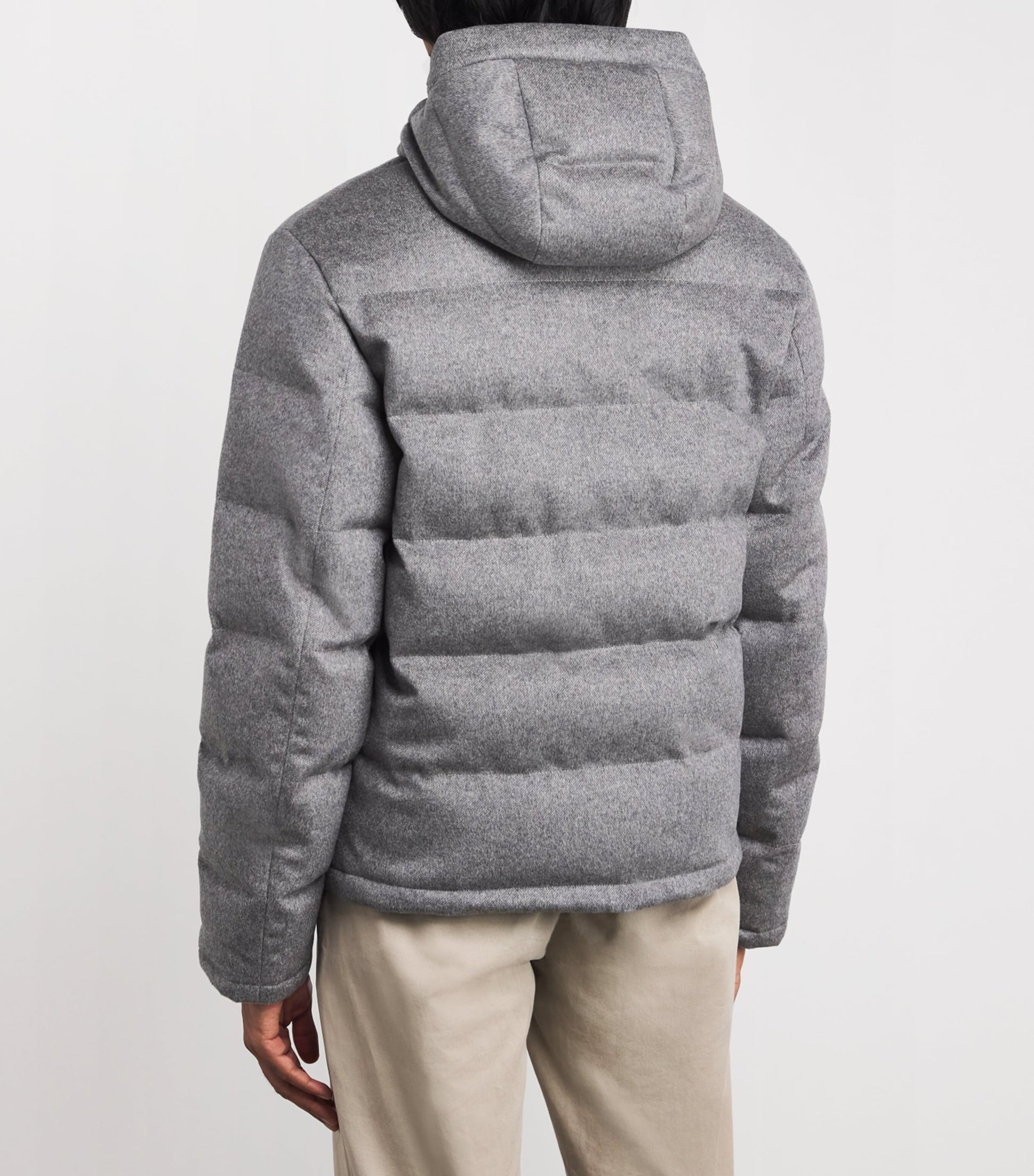 Grey Cashmere-Blend Down Jacket