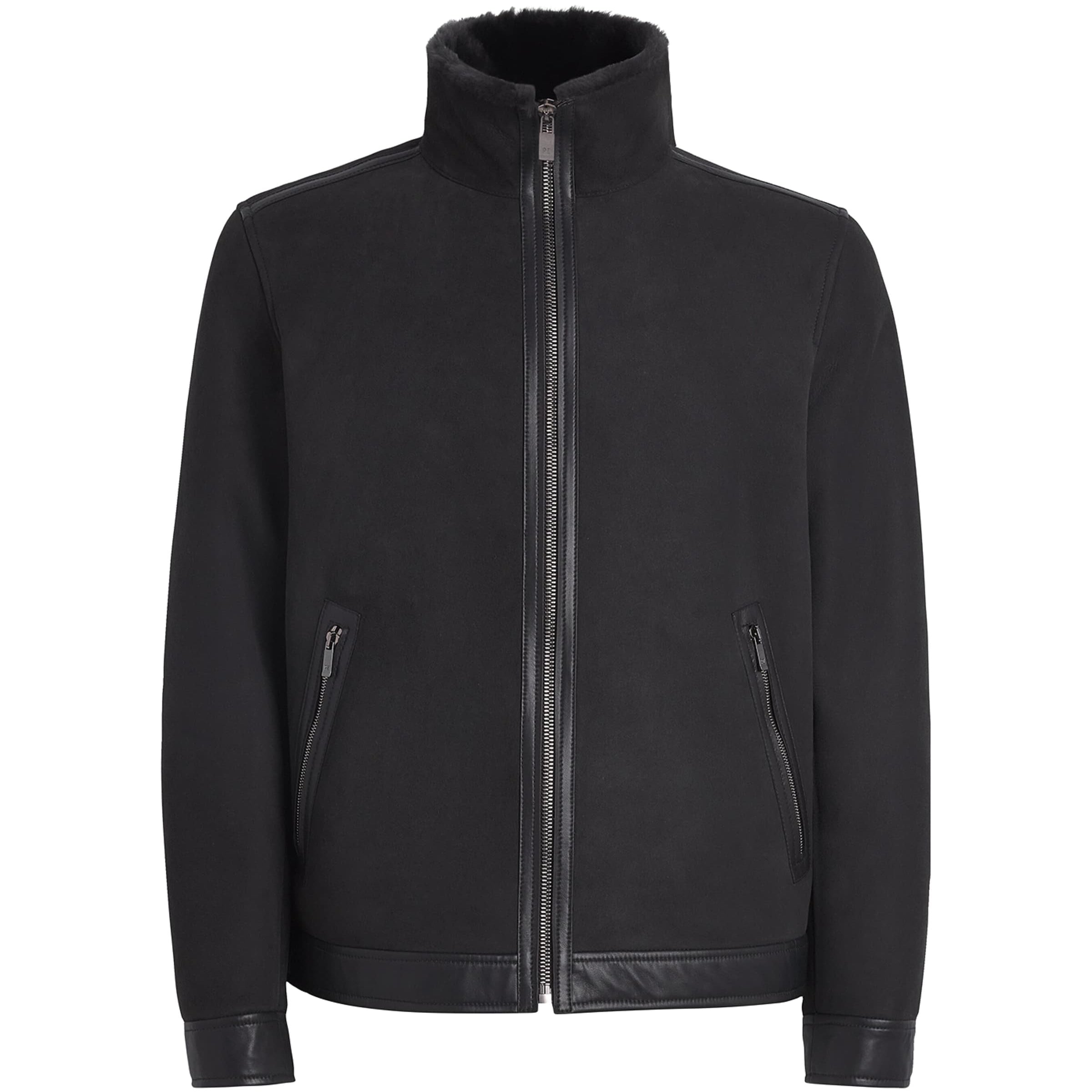 Pal Zileri Grey Suede Shearling Bomber Jacket