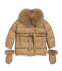 Yves Salomon Enfant Fur-Trim Down Puffer Jacket with Mittens (6 Years)