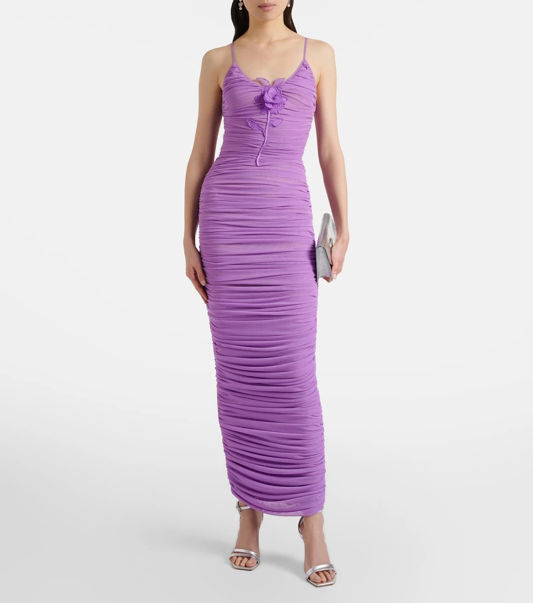 David Koma - Floral-appliqué ruched cocktail dress
