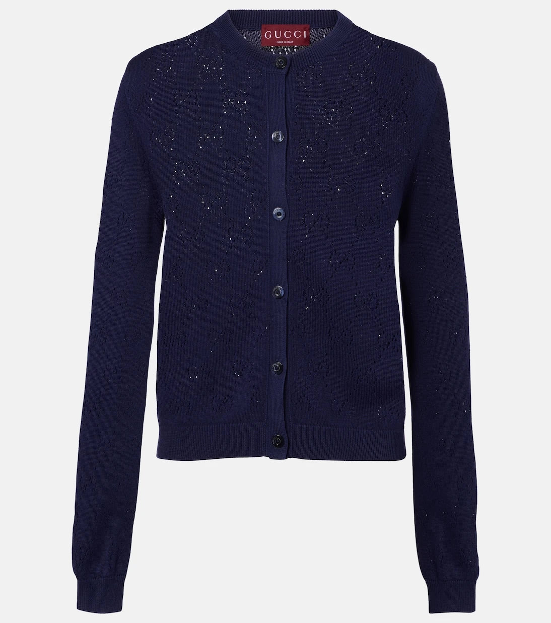Gucci - GG pointelle silk and cotton cardigan