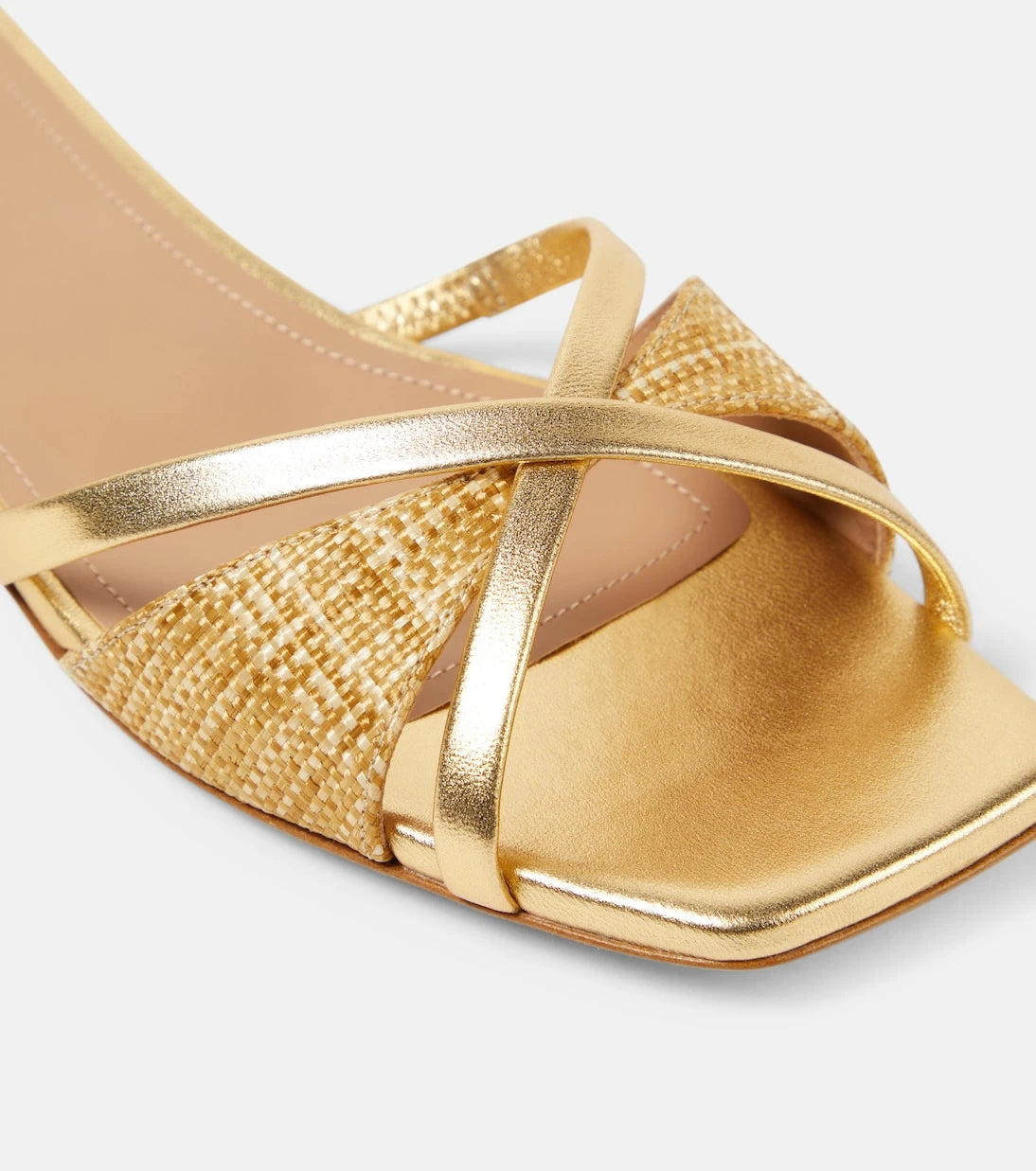 Malone Souliers - Penn raffia and metallic leather sandals