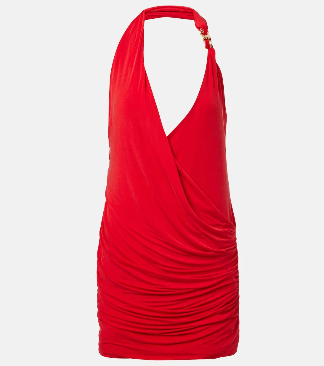Balmain - Draped halterneck jersey minidress