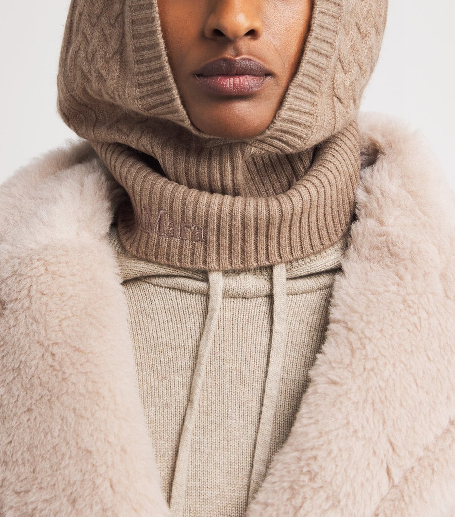 Max Mara Beige Cashmere Cable-Knit Balaclava