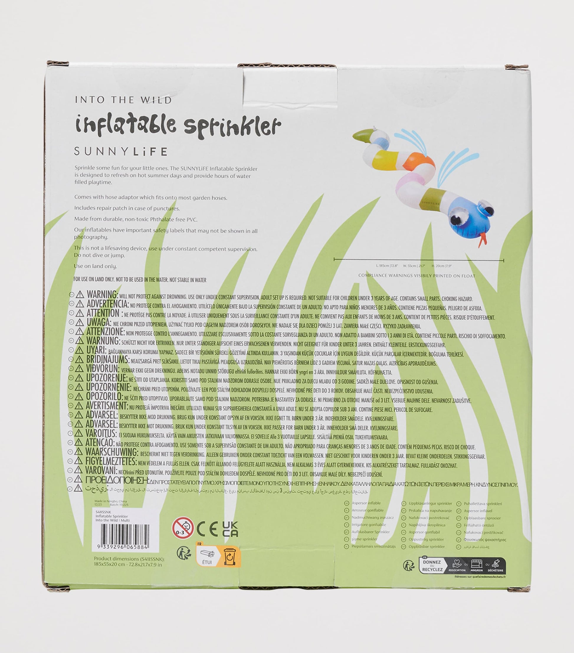 Sunnylife Kids Into The Wild Inflatable Snake Sprinkler